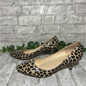 LOSLANDIFEN Women Pumps Low Heel Leopard Print Size EUR‎ 40